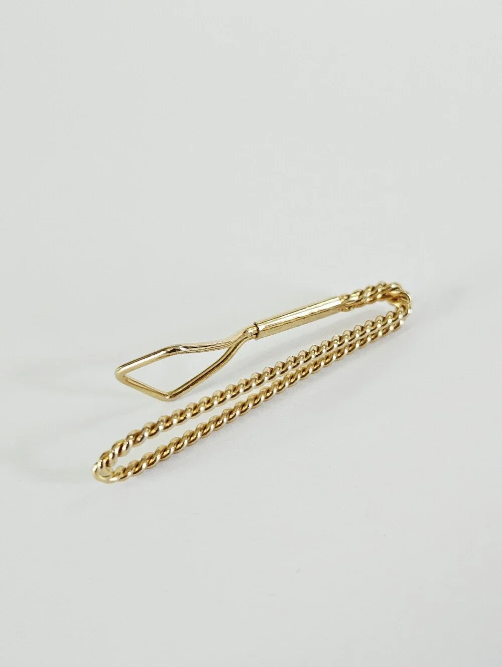 Vintage Polished Gold Tone Twist Detail Slide On Bar Tie Slide Clip - Money Clip